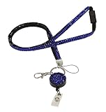 Royal Blue Bling Lanyard w/ Badge Reel & Attachments