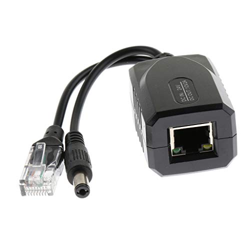 Baosity 2Piece 24V to 12V Power Over Ethernet Active POE Injector Splitter Adapter Cable Black