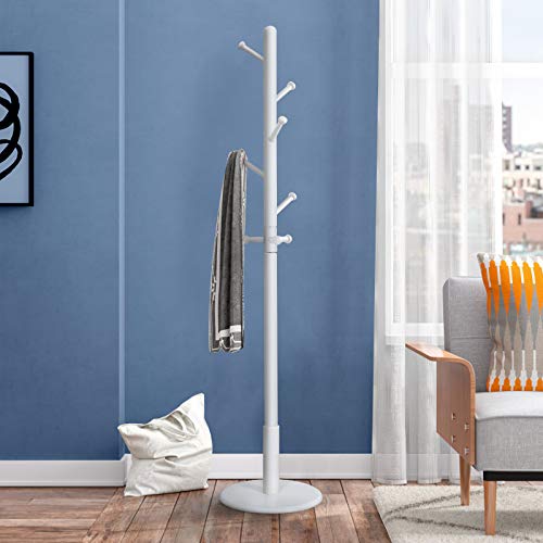 Vlush Sturdy Wooden Coat Rack Stand, Free Standing Entryway Hall Tree