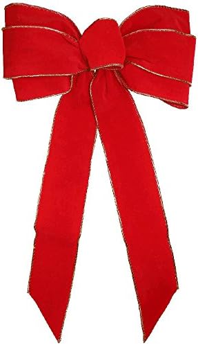 Gold Wired Red Velvet Small Ribbon Bows [7715]