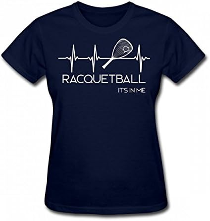 ZNndjq Heart Beat Logo Racquetball Stylish Tshirt Fashion Print T-Shirts Valentine Womens Tee Navy