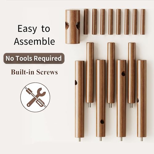Solid Wooden Coat Rack Freestanding, New Zealand Pine Coat Tree with 8 Hooks & 3 Adjustable Sizes for Coats, Hats, Handbags and Scarves, Space Saving for Entryway/Office/Bedroom (175cm)