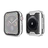 SIRUIBO Compatible with Apple Watch Series 4 Screen Protector 40mm, Soft Slim Full-Around Protective iWatch 4 Case Cover for Apple Watch Series 4, Silver