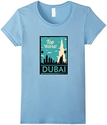 Women's DUBAI Skyline Panorama in Retro Style T-shirt Medium Baby Blue