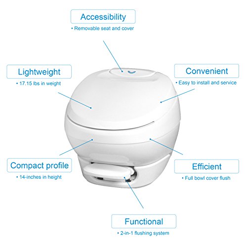 AquaMagic Bravura RV Toilet Pedal Flush / Low Profile / White