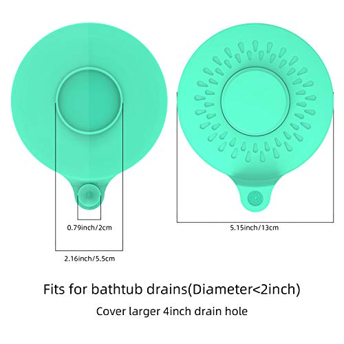 SUDISER Bathtub Drain Stopper 2 Pack, Silicone Tub Stopper Flat Suction Cover Tub Stopper Drain Stopper Plug Sinks Hair Stopper for 1-1/2-4in Bathroom, Laundry, Kitchen Universal Use