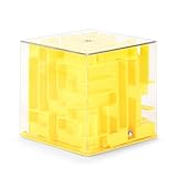 Lumiparty Cube Money Maze Bank, Amazing Money Puzzle Box for Kids and Adults, Coin Cash Bills Storage Boxes, Brain Teasers and Inexpensive Game as Birthday Christmas Gifts (Yellow)