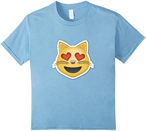 Kids Cat Emoji: Heart Eyes Emoticon Smile Tee 8 Baby Blue