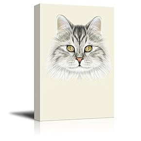 Canvas Wall Art - Watercolor Style Cute Cat - Giclee Print Gallery Wrap Modern Home Art Ready to Hang - 12x18 inches