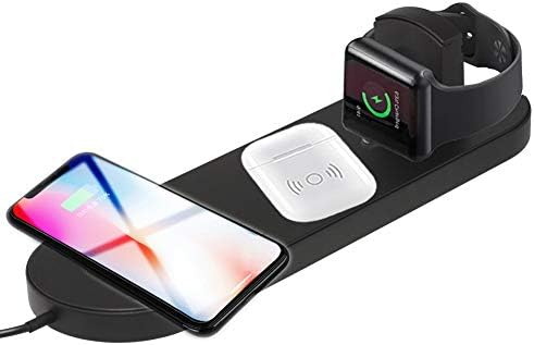 DAYAO Fast Wireless Charger 7.5W/10W,Ultra-Thin 3 in 1 Qi Wireless Charging Pad Station Compatible with Apple Watch Series 4/3/2 Airpods iPhone XS Max/X/XR/8 Plus And Samsung Galaxy S9/S8/Note (Black)