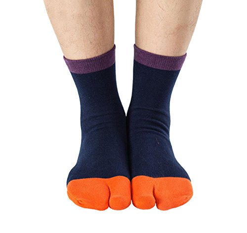Men's Tabi Socks Flip Flop Split Toe Big Toe Cotton Crew Grip Athletic 4 Pack - Thumbnail 6