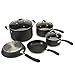 Ecolution Symphony Multipurpose Forged and Stainless Steel Pots and Pans 8 pc. Set, Reinforced Ergonomic Cool-Touch Handles, Dishwasher Safe, Fully Nonstick Interior, Slate,Grey