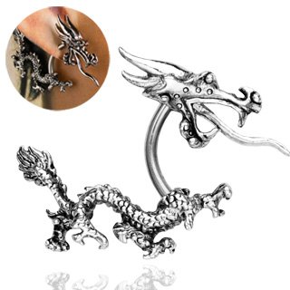 316L Stainless Steel Dragon Gauge Earrings, 14G - 3/8" Wire (Sold As Pair)