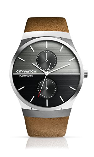 CITYWATCH Limited Edition Men's Watch with Brown Genuine Leather Strap, Silver SS Case, CY005.03BR CITYWATCH Limited Edition Men's Watch with Brown Genuine Leather Strap, Silver SS Case, CY005.03BR