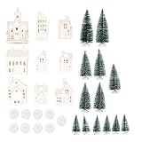 Mark Feldstein Winter Village LED Tea Light 31 Piece Porcelain Tabletop Christmas Figurine Boxed Set