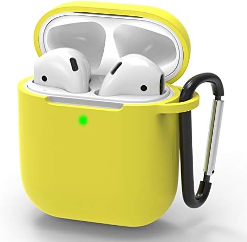 AirPods Case Airpod Case Cover for Airpods 2&1 (Front LED Visible) Upgrade Skin Silicone Protective Case with Anti-Lost Buckle Headphone Case Compatible with AirPods 2&1 Accessories[Yellow]