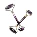 Natural Amethy Quartz Jade Stone Roller for Face Massage Neck Beauty with Double Roller,Anti-Aging Beauty Skincare Tool to Rejuvenate Facial Skin and Anti-Wrinkle Massager for Face Eyes Neck(Amethyst)
