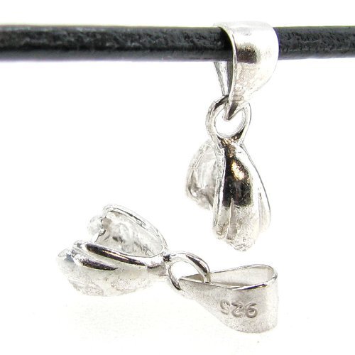 4 pcs .925 Sterling Silver Bail Pinch In Pendant Clasp Connector Slide 'M'
