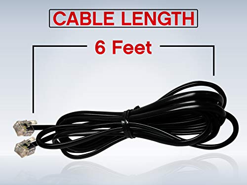 2-Pack RocketBus RJ11 Replacement Cable Line 6P4C Plug Cord for Landline Corded Phone DSL Modem Fax Machine