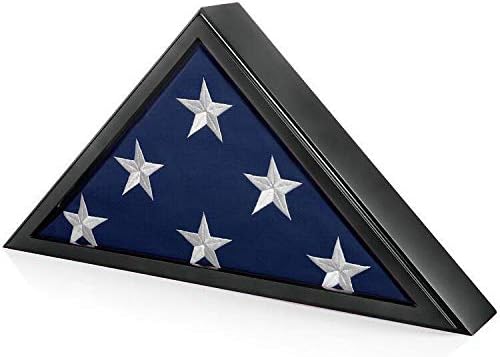 Flags - Glass Front Flag Display Case for Burial Flag - Wall Mounted 9.5 X 5 Feet Flag Box for American Veteran Flag and Folded Flag Display - Ideal for Honoring Military Service (Black)