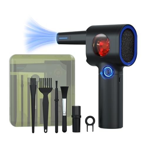 ATEngeus Electric Dust Blower, Electric Continuous Speed Compressed Air with Storage Box, Compressed Air Cleaning with LED, Air Blower for Car, PC, Home