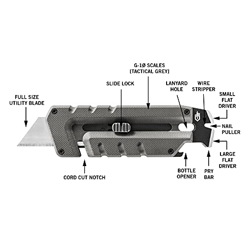Gerber Gear Prybrid Utility Knife With Pry Bar MultiTool Pocket