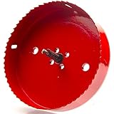 Eliseo 6 inch 150 mm Hole Saw Blade for Cornhole Boards / Corn Hole Drilling Cutter &amp; Hex Shank Drill Bit Adapter for Cornhole Game / Carbon Steel &amp; BI-Metal Heavy Duty Steel( Red )