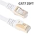 Cat8 Ethernet Cable 20 FT White, High Speed 40 Gigabit Shielded (SSTP) Computer Internet Flat Cable LAN Network Cable with Gold Plated Rj45 Connectors - CAT-8 20 feet White