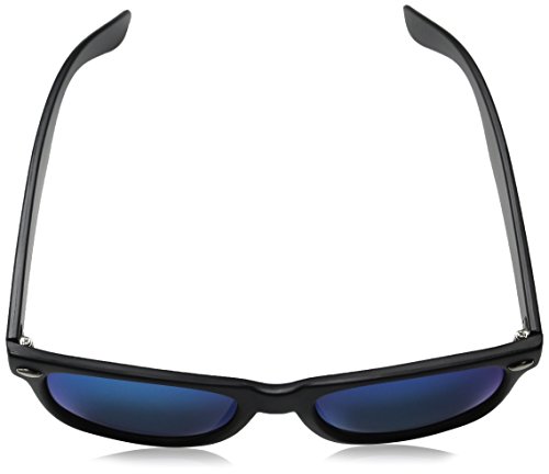 zeroUV ZV-8025-04 Retro Matte Black Horned Rim Flash Colored Lens Sunglasses, Black/Blue, 58mm