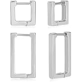 Square Huggie Hoop Earrings for Women Gold/Silver/Rose Gold/Black