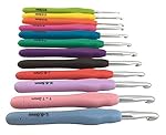 PREMIUM 12 CROCHET HOOK SET WITH ERGONOMIC HANDLES FOR EXTREME COMFORT. Perfect Hooks for Arthritic Hands, Smooth Needles for Superior Results. 