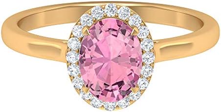 1 41カラットトルマリン婚約指輪 Hi Si ダイヤモンドハローリング楕円形のヘイローリングソリッド