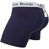 AZAZA Men's Hip-up Cotton Padded Enhancing Butt Boxer Brief (M (28~30 inch), Navy)