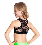 Child Lace Panel Racerback Bra Top,N8674CBLKL,Black,Large