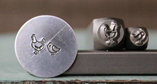 Brand New 2 Stamp 8mm Mother Hen (Chicken) and 5mm Chick Metal Punch Design 2 Stamp Set - Supply Guy - CH-10185