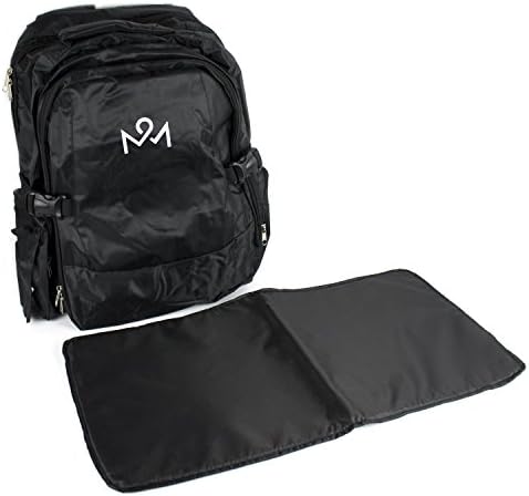 Diaper Bag Smart Organizer Backpack By Meadow Mart For Baby - For Dads, Moms, Unisex Black/Grey - With Stroller Strap, Changing Pad and Insulated Pockets (black)