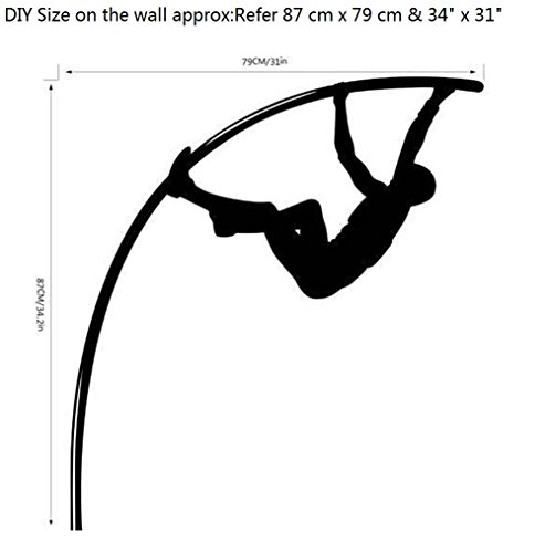 BIBITIME Sport Pole Vault Wall Sticker for Boyfriend Valentines Day Gift Sportsman Athlete Silhouette Vinyl Decal Living Room Bedroom Kids Room Decor Home Art PVC Murals - Thumbnail 2
