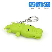 Hisoul Cartoon Crocodile Keychain - Mini Flashing LED and Realistic Sound Keyfob, Cute Doll Keychain for Car Keyring, Charm Gift (Green)