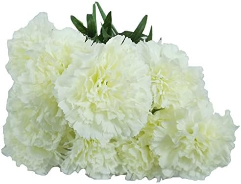 Artificial Flowers, Artificial Carnations White Flowers, (Pack of 2) Wedding Party Vase Decor Bridal Shower Favor Centerpieces