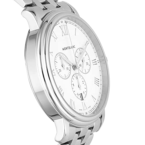 MONTBLANC(モンブラン) Tradition Automatic Watch Dial Sapphire Glass Automatic Swiss Fountain Pen Ballpoint Watch Men's, multicolor (white /silver), Bracelet Type