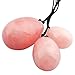 rockcloud Rose Quartz Set of 3 Drilled Yoni Eggs with String, Massage Stones for Women to Train Pelvic Muscles Kegel Exercise