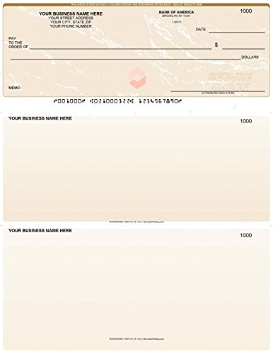 ABC Printed Business Checks compatible w/Quick Books on Top, Gold Marble (100 Sheets)