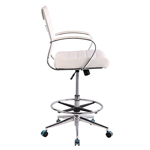 Poly and Bark Tremaine Drafting Chair in Vegan Leather, White - Thumbnail 2