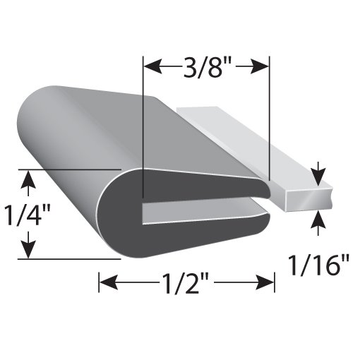TrimLok Rubber Edge Trim Fits 1/16" Edge, 1/2" Leg Length, 25
