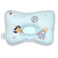 Windream Baby Pillow for Newborn, Prevent Flat Head, Baby Head Shaping Pillows, Organic Cotton Hypoallergenic, Machine Washable, 0-24 Months, Rocket(Blue)