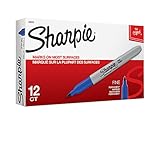 Sharpie 30003 Permanent Markers, Fine Point, Blue, 12 Count