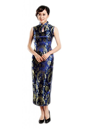 JTC Women's Phoenix Tail Brocade Long Cheongsam Dress 3 Colors