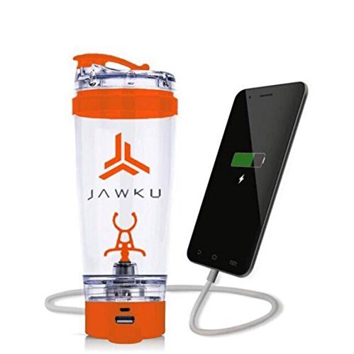 JAWKU Power Shaker Bottle Now with Dry Storage Container // A Powerful 11,000 RPM Mixer and Built-in Charger for Your Devices / 600ml (20oz.) BPA Free/New Dry Storage Container - Thumbnail 6