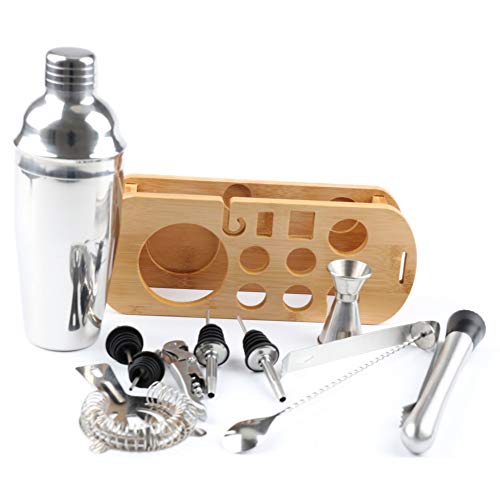ESGT Cocktailherstellungsset, Cocktail Shaker Mixer 750ml Edelstahl Bar Werkzeugset Barkeeper Kit Mit Holzständer… – Bild 7