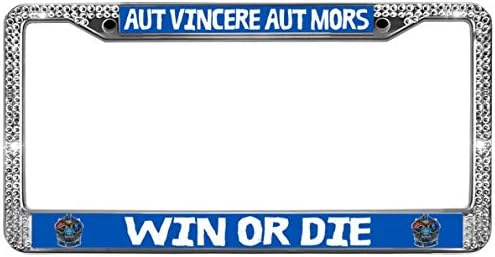 GND Win OR DIE Bling Metal Chrome License Plate Frame,Proud US Airman Rhinestones Crystal License Plate Frame for Front and Back License